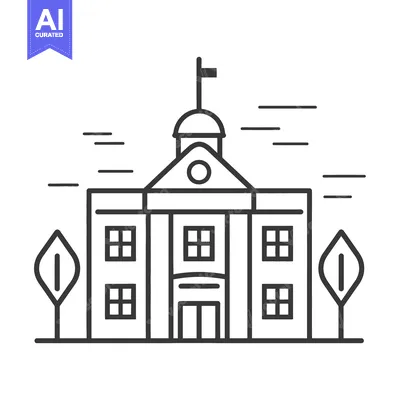 Premium design asset: A simple black and white illustration of a government building