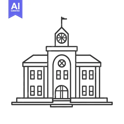 Aset premium populer: A simple monochrome architectural depiction of a building structure