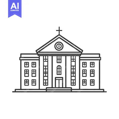 Aset premium populer: A simple line drawing of a classical building structure