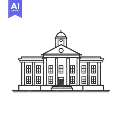 Aset premium populer: A symmetrical line art illustration of a classical building