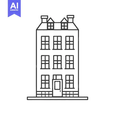 Popular premium asset: A simple outline drawing of a tall multi story building