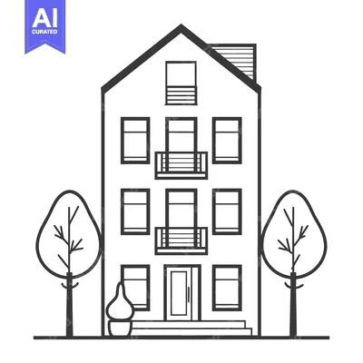 Aset premium populer: A stylized outline depicts a tall apartment building with trees