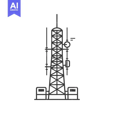 Illustration depicting a communication tower with various attached ant