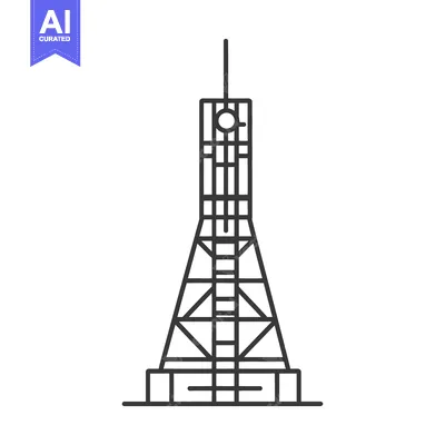 Aset premium populer: Detailed illustration depicting a tall communications tower structure