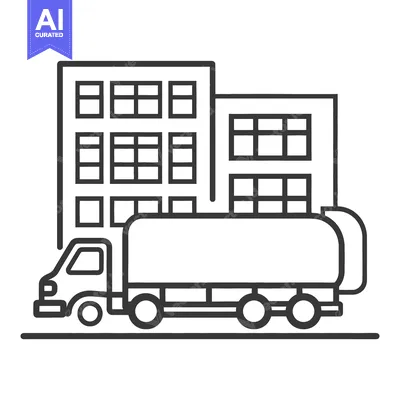 Popular premium asset: A delivery truck parked near buildings with many square windows