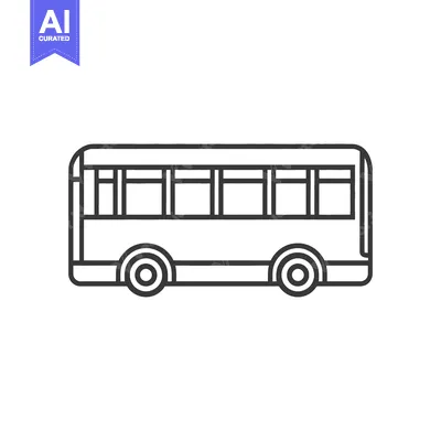 An outlined drawing depicting a standard public transportation bus
