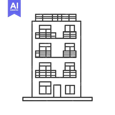 Aset premium populer: A simple illustration of a tall multi story residential building