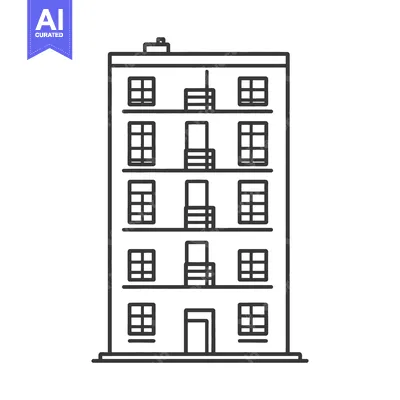 Aset premium populer: A simple black and white drawing of a multi story building