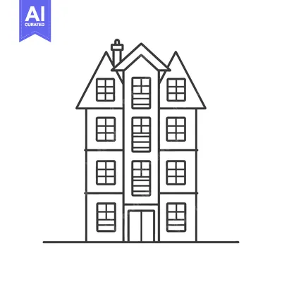 Aset premium populer: A simple line drawing of a tall residential building