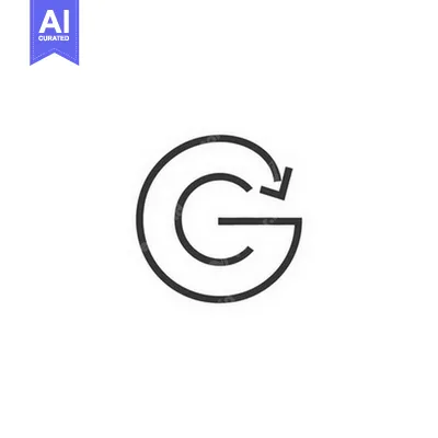 Aset premium populer: A black and white logo resembling the letter G and arrow