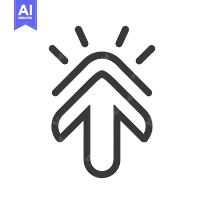 Premium design asset: An upward pointing arrow symbol featuring rays emanating from its top