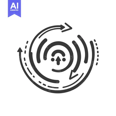 Aset desain premium: An abstract circular design showing arrows and a central symbol