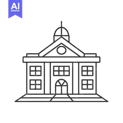 Aset desain premium: Simple outline illustration of a building with a small domed roof