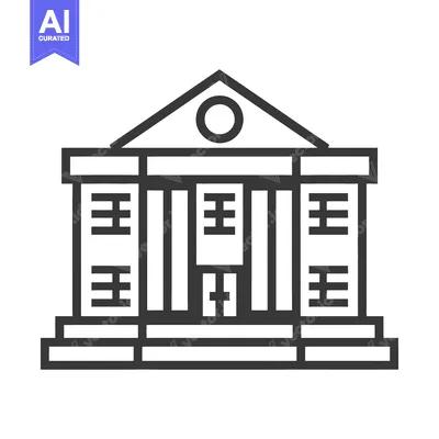 Aset desain premium: A stylized black and white icon of a building structure