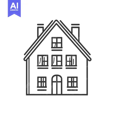 Popular premium asset: A simple black and white line art representation of a house