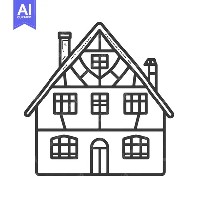 Premium design asset: A detailed line art illustration of a charming house facade