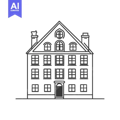 Aset desain premium: An illustration of a tall multi story dwelling structure