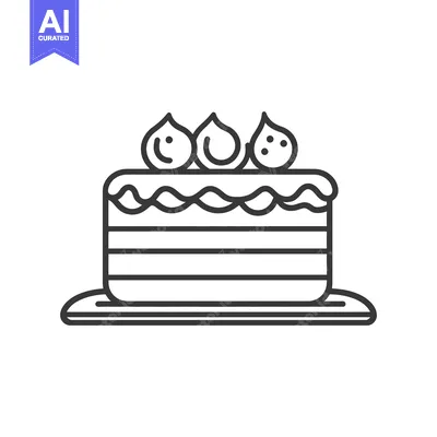 Aset desain premium: Simple black and white illustration of a layered frosted dessert