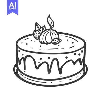 Premium design asset: Detailed outline of a delicious decorated layered round cake