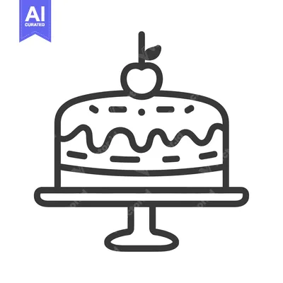 Aset desain premium: A single layered cake topped with a cherry sits on stand
