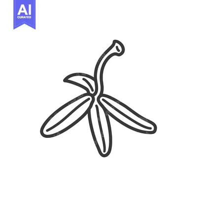 Aset desain premium: Simple outlined illustration of a peeled banana peel on white