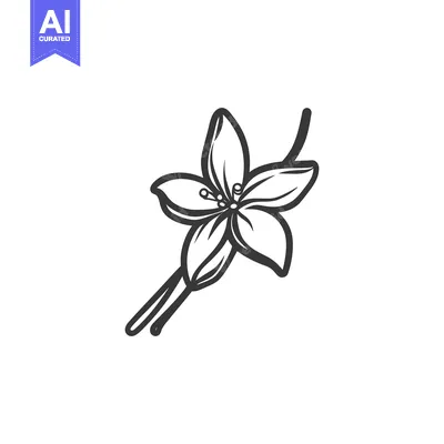 Aset premium populer: A single stylized flower illustration with petals and stem details