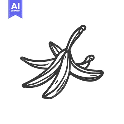 Aset premium populer: An empty banana peel is shown in a minimalist illustration style