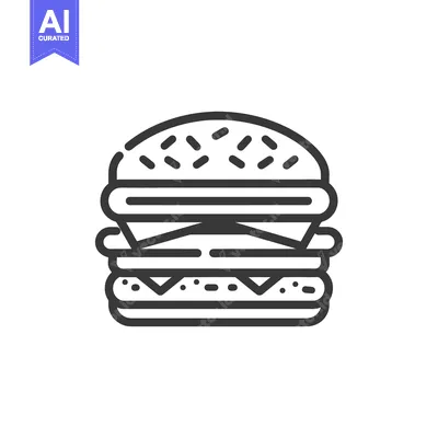 Aset premium populer: A stylized outline image representing a delicious double cheeseburger