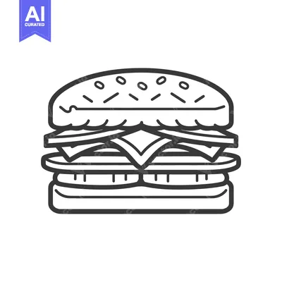 Aset desain premium: A simple black and white illustration of a stacked hamburger