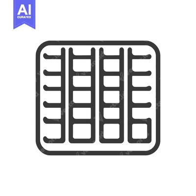 A rectangular tray with several small rectangular compartments depicte