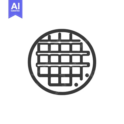 Aset premium populer: A simple line drawing of a circular waffle texture