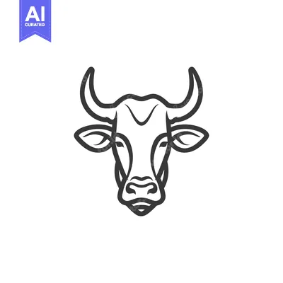 Aset desain premium: A stylized illustration depicting the front view of a bull