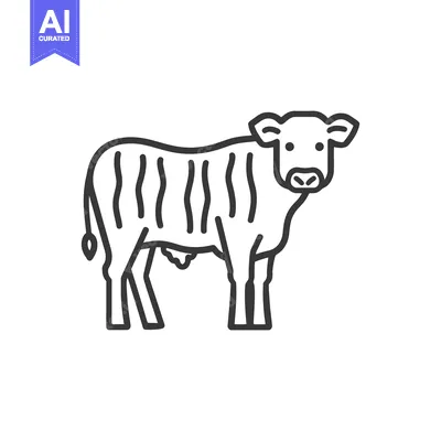 Aset premium populer: A stylized outline illustration of a standing young animal