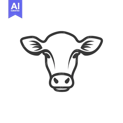 Aset desain premium: A stylized illustration depicting the head of a domestic cow