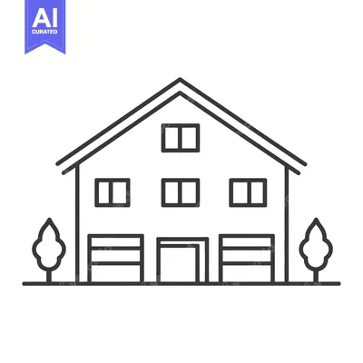 A simplistic illustration of a two story house with a gabled roof