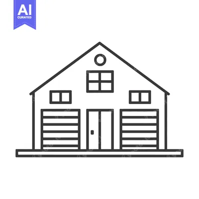 Aset desain premium: A symmetrical illustration of a building with garage doors