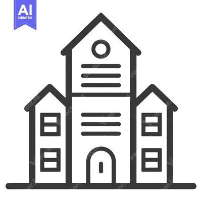 Aset premium populer: Simple black and white illustration of a multi story building