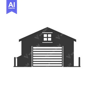 Popular premium asset: A simple black and white illustration of a garage building