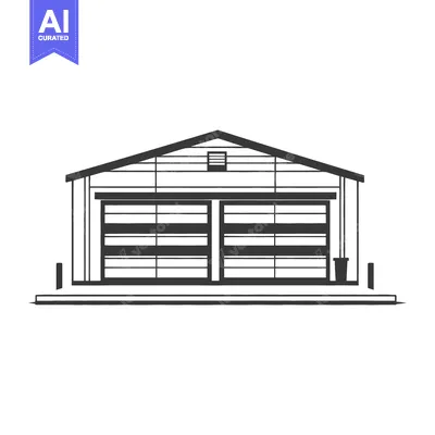 Aset desain premium: Simple illustrative drawing of a garage or storage building