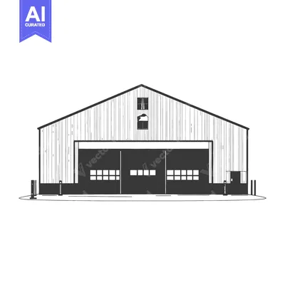 Aset desain premium: A simple illustration showing an industrial storage or warehouse struc