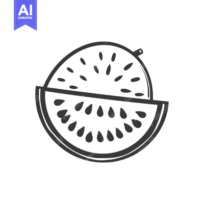 Aset premium populer: A stylized illustration of a sliced watermelon fruit design