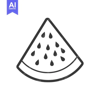Premium design asset: A graphic illustration of a watermelon slice with many seeds