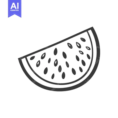Aset premium populer: A black and white illustration of a watermelon slice