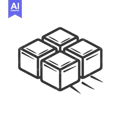 Four isometric cubes arranged in a square shape with arrows