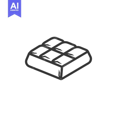 Aset premium populer: A single bar of chocolate shown in a simple line drawing