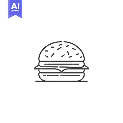 Premium design asset: A simple line drawing of a delicious hamburger on white background