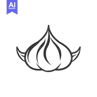 The simple illustration depicts a stylized head of garlic