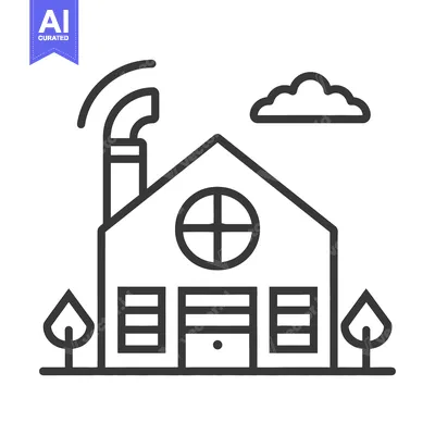 Premium design asset: A simplistic outline depicting a residential house with unique feature