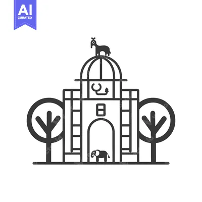 Popular premium asset: A black and white illustration depicting a stylized animal facility bu