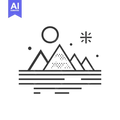 Aset premium populer: Minimalist Line Art Illustration of Mountains, Sun, and Snowflakes